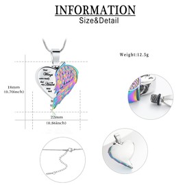 AIWENXI Heart Ash Necklaces for Men Women Angel Wings Cremation Keepsake Urn Jewellery Ash Pendant Jewellery Stainless Steel Keepsake Gifts Locket Jewellery, Stainless Steel