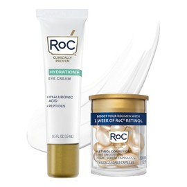 RoC Multi Correxion Hyaluronic Acid Anti Aging Under Eye Cream for Puffiness and Dark Circles (.5 OZ) + RoC Retinol Capsules (7 CT), Fragrance & Paraben Free Skin Care