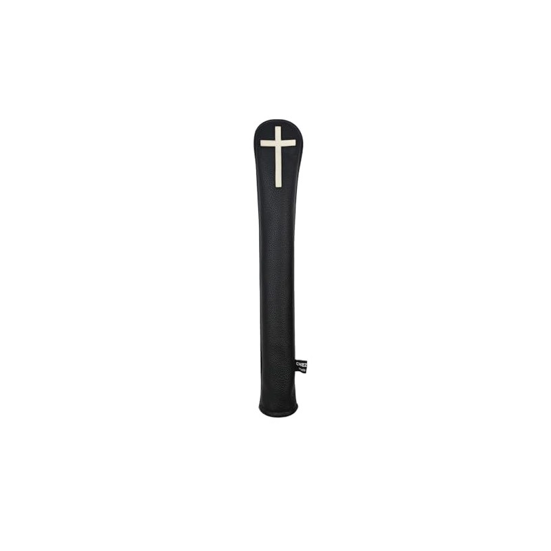 PU Leather Alignment Stick Headcover Golf Club Head Covers(Black,Cross)