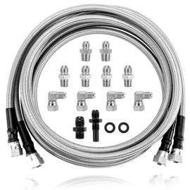6AN SS Braided Transmission Cooler Lines - 70" Compatible with Chevy, GM, Ford Turbo 4L60E, TH350, TH400, 700R4, 4L65E, 4L80E Transmission Line Kit