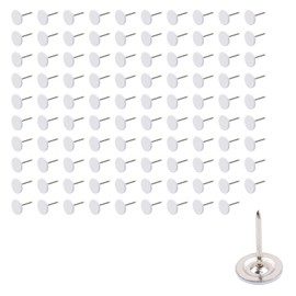 S SYDIEN - 100 tachuelas para tapicería de cabeza plana, decoración de muebles para el hogar, tachuelas de tapicería, clavos planos, tachuelas planas para pulgar, color blanco (11 mm x 17 mm)