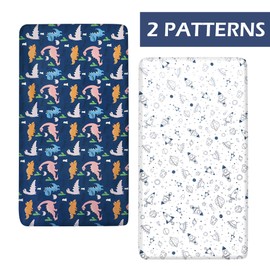 Baby Fitted Sheet 2 Pack Fitted Sheets 70 x 140 cm Baby Mattress Protector Fitted Sheet Pram Mattress Cover Breathable Bed Sheet Baby Bedding for Cot and Cradle