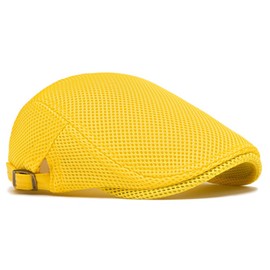Towintec Mens Summer Flat Caps with Breathable Mesh Newsboy Hats for Golf Hiking Running Outdoor Activities Casual Style Yellow