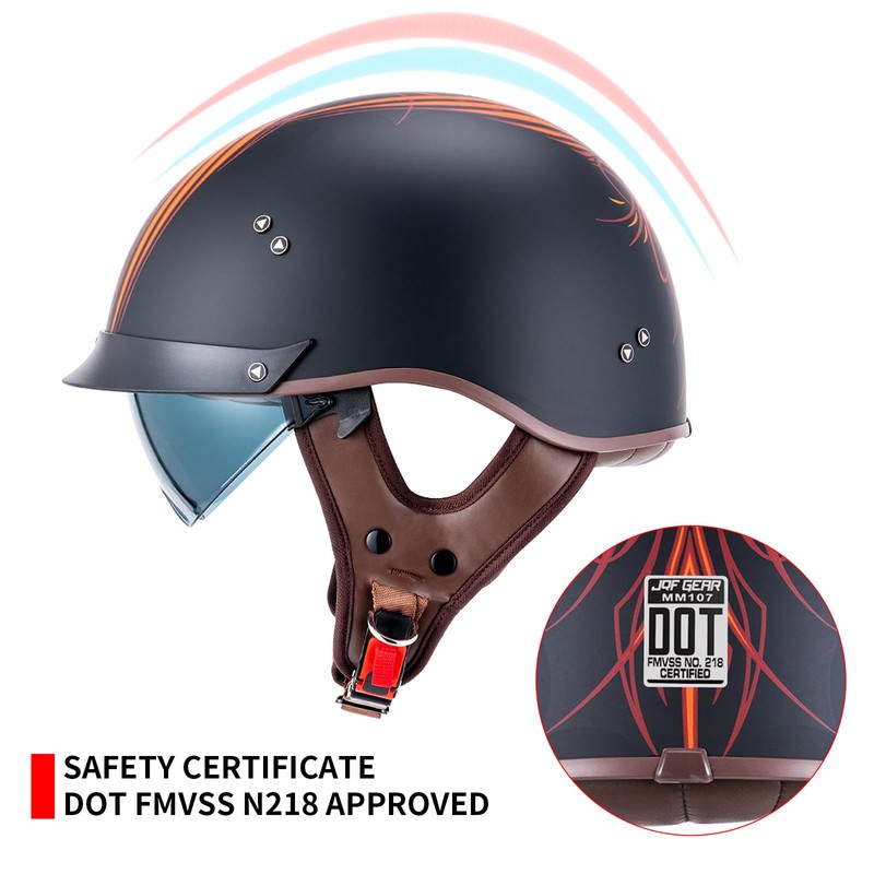 JQF Gear Retro Motorcycle Helmets for Men Women Open Face