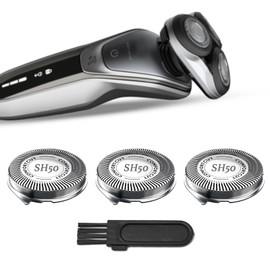 SH50 Shaver Replacement Heads for Series 5000 Razors, Rotary Replacement Blades with High Performance - Fast, Smooth and Close, 3Packs.