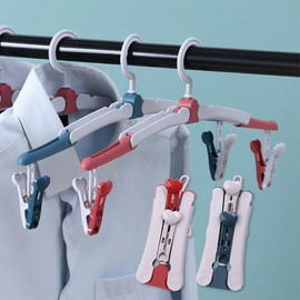 4 Pcs Folding Clothes Hangers with Clips Portable Multi-Purpose Hanger 2 Colors Travel Hangers for Home Hotel Camping Holiday Travel Accessories Cruise Essentials