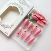 Flower Press on Nails Long Coffin Fake Nails Pink Style