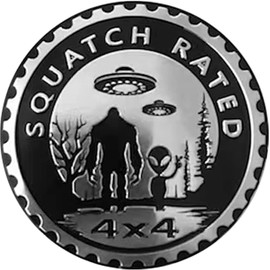 Squatch Aliens Badge Rated Cars Emblem, 4 x 4 Metal Automotive Bigfoot Badge 3D Metal Car Badges Emblems Round Emblem Decals Car Badge Decals Stickers for Jeep Wrangler Vehicles SUV Trucks