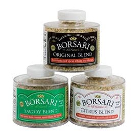 Borsari Seasoned Salt Gift Set - Gourmet Sea Salt Blends With Herbs and Spices - Set of 3, 4 oz Shaker Bottles - Includes Savory, Citrus, and Original Seasoning