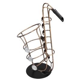 GOTOTOP Tabletop Wine Bottle Holder, Saxophone Shaped Wine Rack, Decorative Bottle Holder for Kitchen Living Room Dining Room and Bar, Wrought Iron