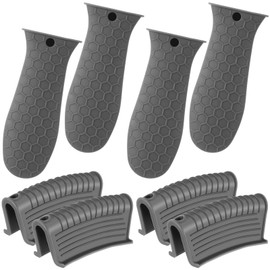 Patelai 8 Pcs Silicone Pot Holders Set Cast Iron Handle Cover Heat Resistant Pot Handle Covers Potholder Non Slip Reusable Pan Sleeve for Frying Cast Iron Pan Kitchen Supplies(Grey)