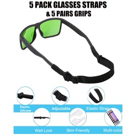 HORNYPOOT 5 Pack Kids Glasses Strap for Boys Girls(6.5-10in),Silicone Eyeglasses Straps for Men Women, Toddler Glasses Strap for Kids