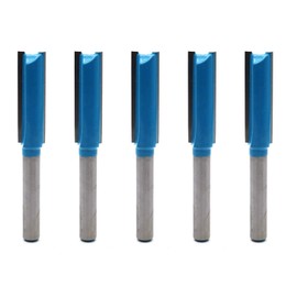 Rannb Straight Router Bit Double Flutes for Woodworking 1/4" Shank Dia 3/8" Cutting Dia - Pack of 5