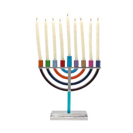 Yair Emanuel Hanukkah Menorah - Ramas de colores de estilo clásico (azul, S)