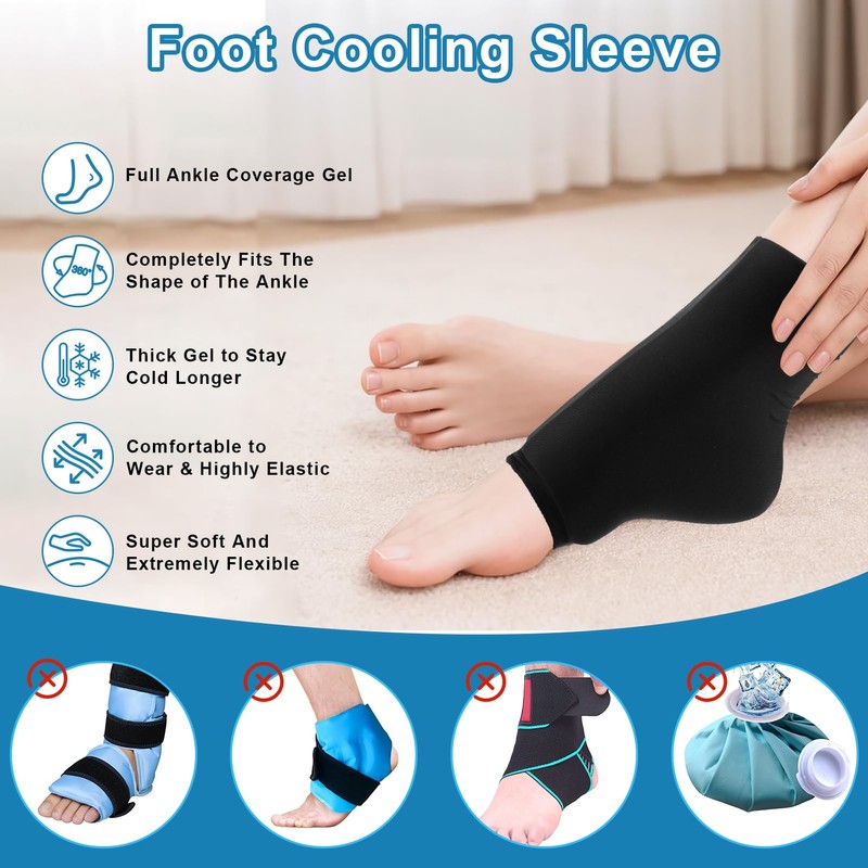Cooling Cuff Foot, Reusable Cool Ankle Brace, Ice Pack Gel
