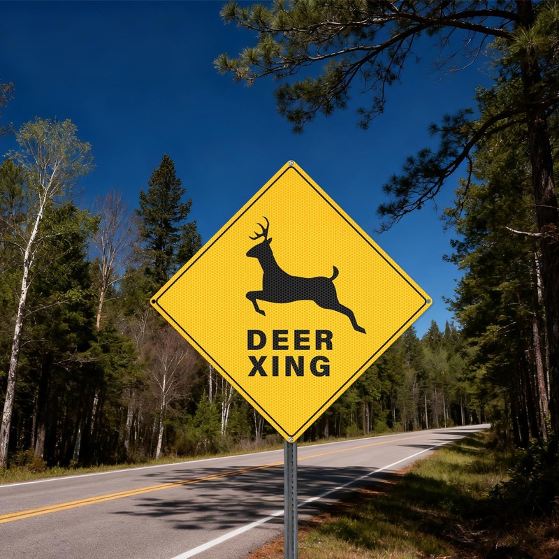 2 Pack Deer Xing Crossing Signs 18" x 18" Reflective