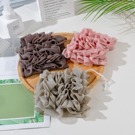 Washcloth Loofah Combo 2-in-1 Loufee Wash Cloth That Holds Bar Soap-Exfoliation Mesh Shower Ball for Body Wash&Smooth Skin+Free Loofah Dish Towel