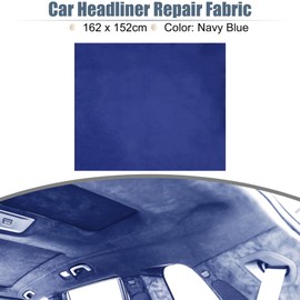 X AUTOHAUX Suede Headliner Fabric 64" Length x 60" Width Foam Backed for Car Truck SUV Interior Trim Protect Aging Broken Faded DIY Repair Replacement Navy Blue