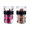 PRESSO Set of 2 Plastic Storage Jars, 1 Litre, Black