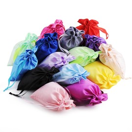 SHTGOI Pack of 10 Satin Bags Small Organza Bags Silk Jewellery Bag Wedding Bag Fabric Colourful Gift Bag Artifact Bag with Drawstring for Wedding Birthday Festival Party Green