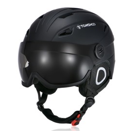 TOMSHOO Ski Helmet for Men and Women, Ski Helmet With Visor, Ski Helmet for Adults, black, l