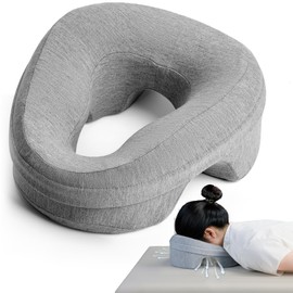 KONOVOLY Face Down Pillow for Bed, Massage Headrest Face Pillow After Eye Surgery, Memory Post-Eye Recovery or Beach Tanning, Prone Sleepers with Breathable Design, Removable Grey Cover(Light Gray)