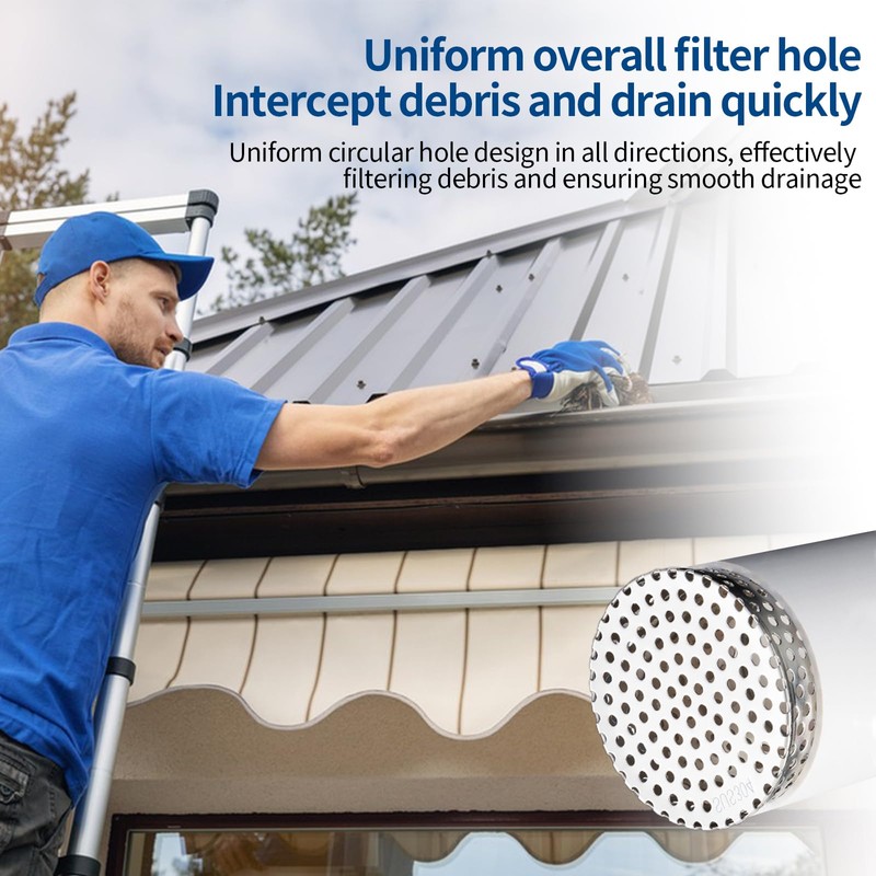 Gutter Leaf Guard Stainless Steel 100 mm, Leaf Catcher Downpipe