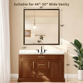 Ultrue Retro Copper Effect Framed Wall Mirror, 36x36 Rectangle Mirror, Anti-desilvering Tempered Glass, Sustainable&Sturdy Frame, Anti-Rust, HD Reflection &3min Fast Setup for Bathroom Living Room