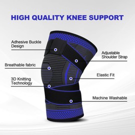 Knee Brace 2 Pack Knee Support for Men Women Elastic Compression Knee Sleeve for Knee Pain, Arthritis, Tendinitis, ACL, Meniscus Tear, Running (Blue, S)