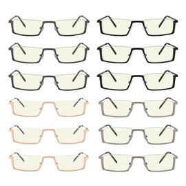 Eyekepper 12 Pack Half-Rim Blue Light Blocking Reading Glasses Metal Computer Readers Men +1.50