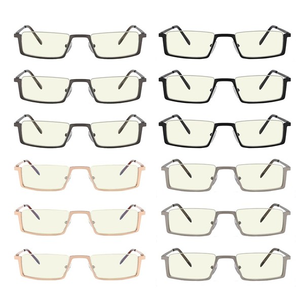 Eyekepper 12 Pack Half-Rim Blue Light Blocking Reading Glasses Metal
