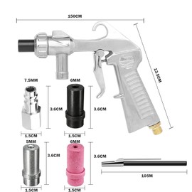 Versatile Sandblasting Gun Compressed Air with Nozzles of Various Calibres, Sand Blasting Gun with 1 m Rubber Hose, Accessories for Sandblasting Device for Professional and DIY Projects