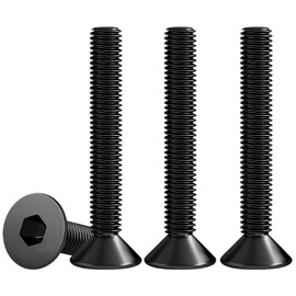 Drenky Pack of 25 M6 x 45 mm Countersunk Screws with Hexagon Socket, Black, Stainless Steel, V2A VA A2, Countersunk Screw DIN 7991 / ISO 10642, Fully Threaded Screws, Rustproof Screws, Metric Standard