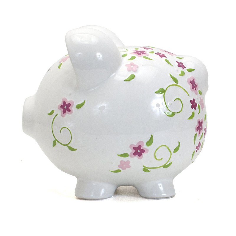 Child to Cherish Ceramic Piggy Bank for Girls, Shabby Chic
