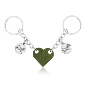 Matching Brick Heart Keychain for Couples, Custom Couple Key Chain Pinky Promise Pendant Cute Couple & Friendship Gifts for Boyfriend Girlfriend Friend Couples(Dark Green)