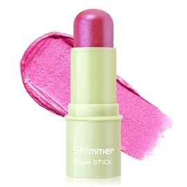 Boobeen Cream Makeup Blush Stick, Shimmer Blush for Cheeks, Glow Blush Makeup Lightweight Waterproof Highlighter Blush Wand, Easy to Blend