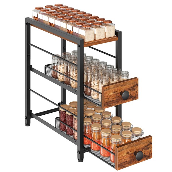 YATINEY YATINEY Spice Rack, 3-Tier Pull Out Spice Rack Organizer