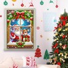 BlissYard Merry Christmas Banner Backdrop Santa Claus and Reindeer Window