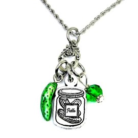 ChubbyChicoCharms Jar of pickles charm 20" Necklace pickle jewelry