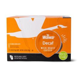 Wawa Mild Roast Single Cup Decaf Coffee Pods, 12 Pods, 1 Box, Regular Smooth & Balanced Classic Decaf Blend, Single Serve, 100% More Responsibly Sourced from Rainforest Alliance Certified Farms