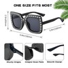 Geopty 20 Pack Black Oversized Square Crystal Rhinestone Sunglasses Bulk,