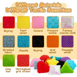 teytoy Texture Sensory Bean Bags Toys for Autism, 12 Fidget Sensory Shape Toy with Storage Bag, Develop Fine Motor Play for Baby Special Needs Developmental Toys for Infant Newborn