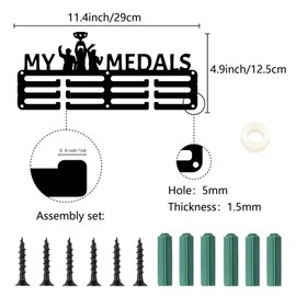 CREATCABIN My Medals Medal Holder Medal Hanger Display Stand Sports Metal Suspension Awards Iron Small Holder for Running Gymnastics Swimming Football Black 29 x 12.5 cm