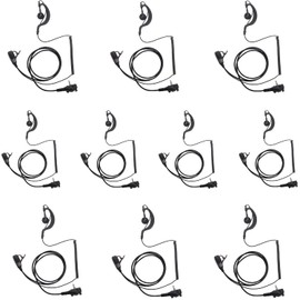 HEOPBIRD VX-261 G Shape Earpiece Headset with PTT Mic for Motorola Yaesu Vertex Standard Radio EVX-261 VX-230 VX-231 VX-298 VX-350 VX-351 VX-180 EVX-531 Walkie Talkie 2 Way Radio 10 Pack