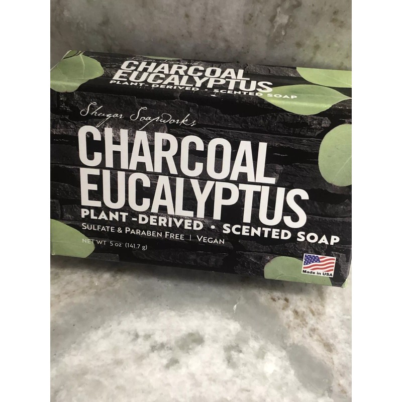 Sugar Soap Works Charcoal Eucalyptus Plant-Derived. Scented Soap:5oz-Vegan