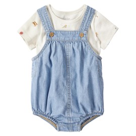little planet by carter's Baby 2-piece Organic Cotton Overall Set, Chambray, 12M