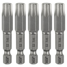 sourcing map 5pcs T45 Torx Head Screwdriver Bit 1/4" Hex Shank 2" (50mm) Long Magnetic No Hole Tip Tamper Proof 6 Point Star Screw Driver Drill Bits S2 Steel Industrial Power Screwdrivers