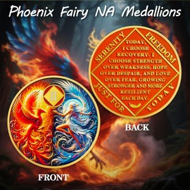 ACGZQY 2 Year Na Medallion – Rebirth Phoenix Fairy Sobriety Chip Sun and Moon NA Coins and Medallions Upon Awakening Recovery Addiction Sober Token Affirmation Narcotics Anonymous Gifts