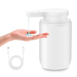 Mamiddle Automatic Soap Dispenser with Sensor Infrared Soap Dispenser Electric IPX5 Waterproof USB-C Charging for Kitchen and Bathroom (White - Liquid Type)