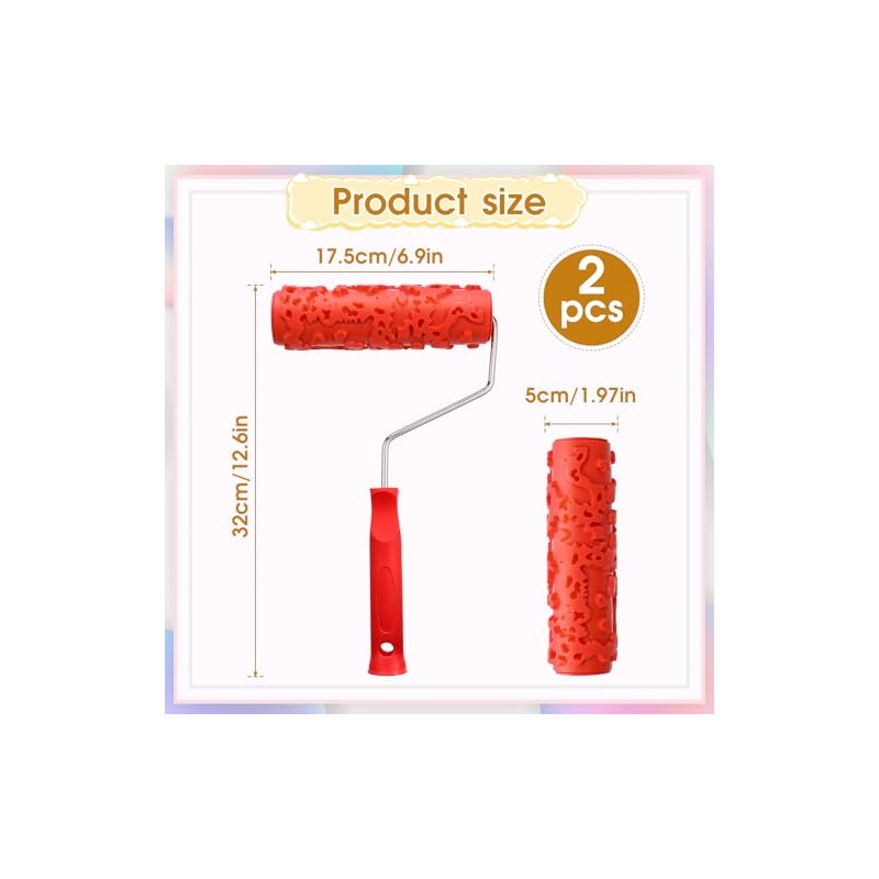 2 Pcs Texture Roller 7'' Drywall Texture Roller Decoration Textured